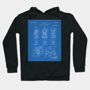 Parachute Pack Patent - Sky Diving Art - Blueprint Hoodie